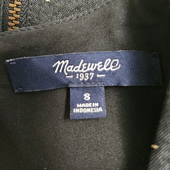 Madewell Women's Dress 8 Cut Out Sleeveless Black Gold Speck Scoop Neck Lined LN - Picture 8 of 10